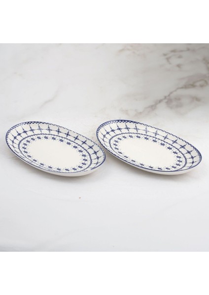 Bej Elips 2 Parça 25 cm Kayık Tabak Seti, Şık ve Kullanışlı.