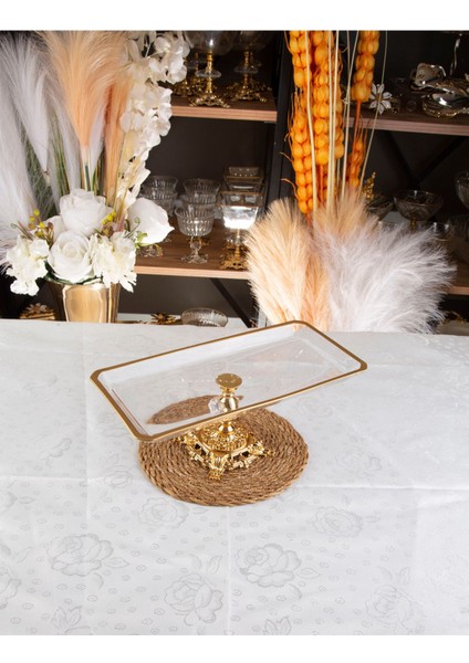 Altın Detaylı Metal Ayaklı Dikdörtgen Sunum Tepsisi, Şık ve Kullanışlı Tasarım modelleri