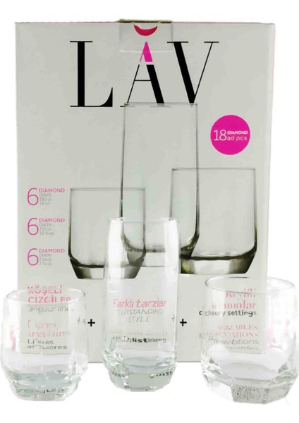 Renkli 18 Parça Bardak Seti, Şık ve Kullanışlı Ev ve Davet Ürünleri
