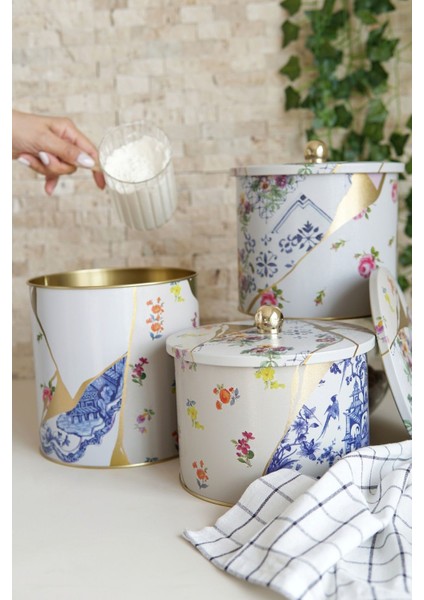 Renkli Yuvarlak Kutu Ø175, Topuz Kulp, 3'lü Set, Dekoratif ve Şık Tasarım