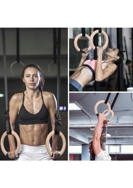 Çok Renkli Ahşap Crossfit ve Jimnastik Halkası, Sağlam ve Şık Tasarım