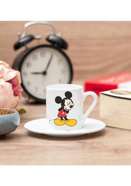 Sevgiliye Özel Mickey Mouse Kahve Fincanı 2'li Set Beyaz Renk modelleri