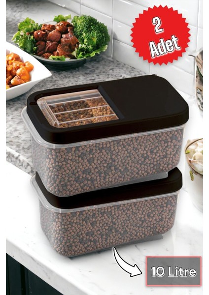 2'li 10L Saklama Kutusu, Siyah ve Sarı, Kayar Kapak, FMA00766