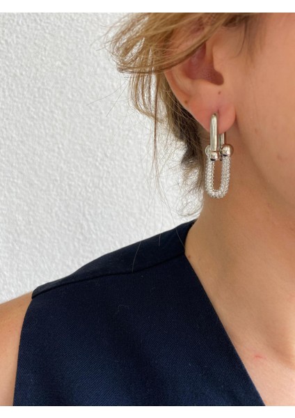 Zirkon Taşlı Tiff Model Üst Üste Geçmiş Vip Sallantılı Çelik Küpe fırsatları