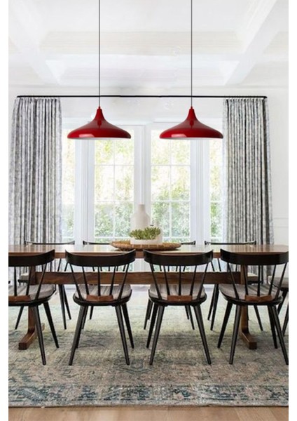 Ikili Kırmızı Sarkıt Lamba, Oturma, Yemek, Mutfak ve Salon Dekorasyonu