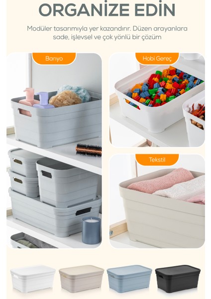 4'lü Kapaklı 10,8 Litre Saklama Kutusu Antrasit indirimleri