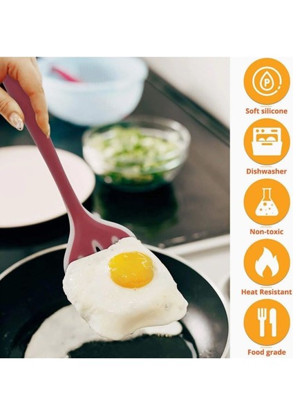 Pembe Silikon Servis Seti, Kepçe, Kevgir, Spatula, 4'lü fiyatları