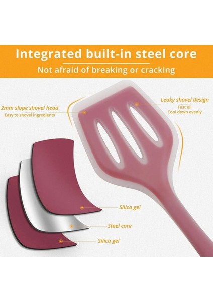 Pembe Silikon Servis Seti, Kepçe, Kevgir, Spatula, 4'lü fırsatları