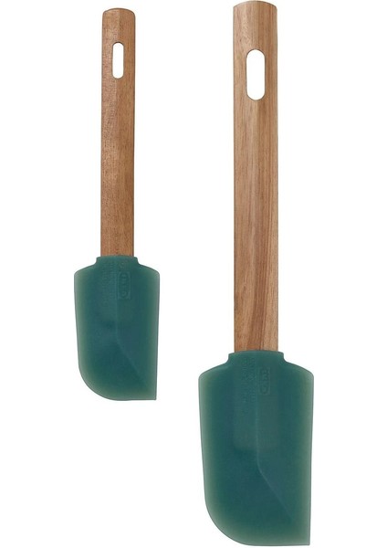 Koyu Gri-Yeşil 2 Parça Spatula Seti, Dayanıklı ve Şık Mutfak Gereçleri