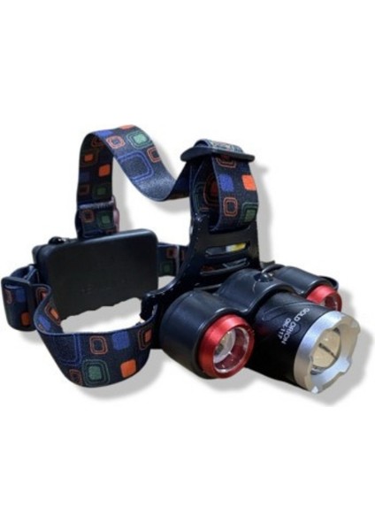 Su Geçirmez Şarjlı 3 Başlıklı 10W Kafa Lambası Feneri