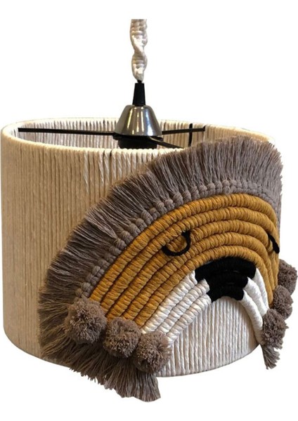 Beyaz Makrome Aslan Figürlü Sargı Ip Avize, Şık ve Doğal Dekorasyon Ürünü