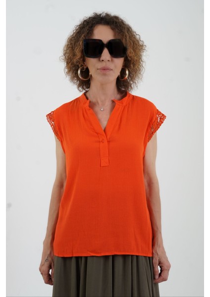 Nar Çiçeği Kolu Fisto Hakim Yaka Bluz modelleri