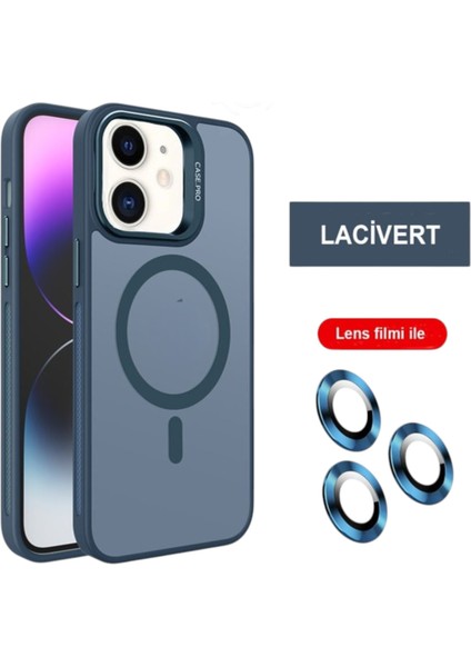 Apple Iphone 11 Uyumlu Kılıf Standlı Mat Magsafe Özellikli Lens Hediyeli
