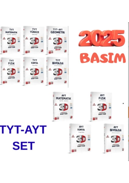 Tyt Türkçe-Mat-Geometri -Fizik -Kimya- Biyoloji ve Ayt Mat- Fizik Kimya Biyoloji Video Defter Set
