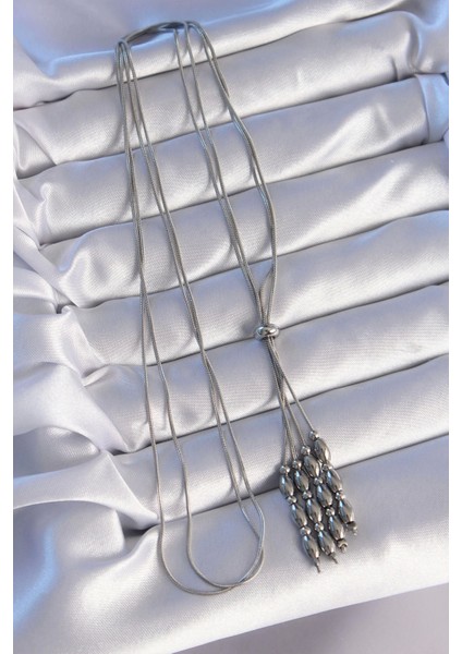 316L Çelik Gümüş Renk Boyu Ayarlanabilir Sallantılı Model Kolye modelleri