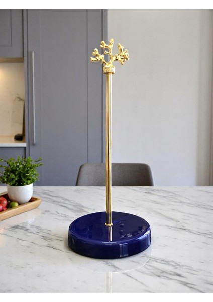 Seramik Kağıt Havluluk, Rulo Peçetelik, Mutfak Şıklığı, Lacivert ve Altın Detaylar