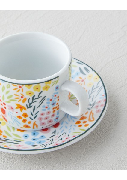 Renkli 4'lü Porselen Kahve Fincan Takımı, 80 Ml, 2 Kişilik, Şık ve Zarif Tasarım fırsatları