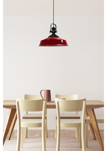 Kırmızı Tekli Retro Sarkıt Avize, Siyah Başlık, Restoran ve Salon Için Şık Aydınlatma fırsatları