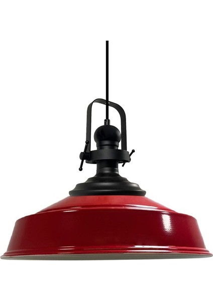 Kırmızı Tekli Retro Sarkıt Avize, Siyah Başlık, Restoran ve Salon Için Şık Aydınlatma