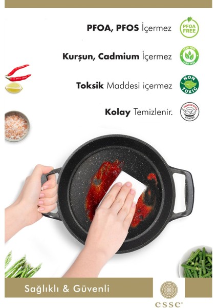 2'li Granit Döküm Sahan Tava Seti, Siyah, 18-20 cm indirimleri