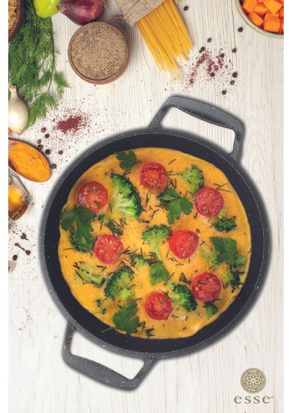 2'li Granit Döküm Sahan Tava Seti, Siyah, 18-20 cm