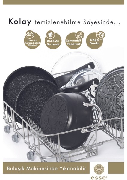 2'li Granit Döküm Sahan Tava Seti, Siyah, 18-20 cm