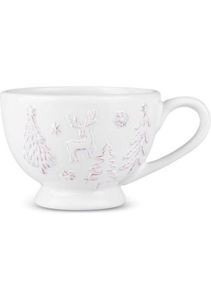 Yılbaşı Temalı 440 ml Beyaz Kar Desenli Çay Fincanı fiyatları