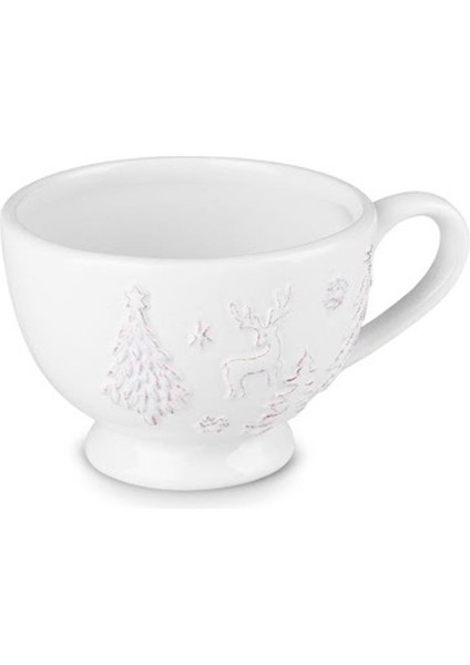Yılbaşı Temalı 440 ml Beyaz Kar Desenli Çay Fincanı modelleri