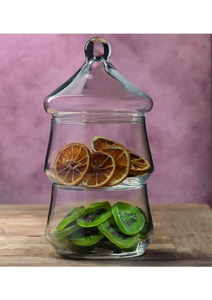 2 Katlı Turuncu Cam Kurabiyelik Şekerlik Sunumluk, Şık ve Fonksiyonel Tasarım