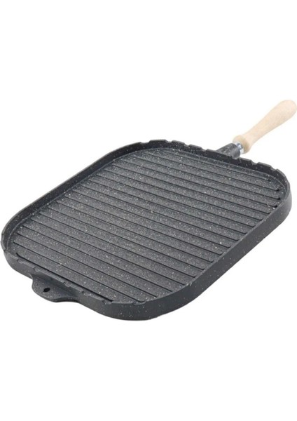 Çift Taraflı 36 cm Kare Granit Izgara Tavası, Dayanıklı ve Kullanışlı Mutfak Gereci