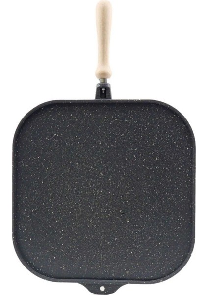 Çift Taraflı 36 cm Kare Granit Izgara Tavası, Dayanıklı ve Kullanışlı Mutfak Gereci modelleri