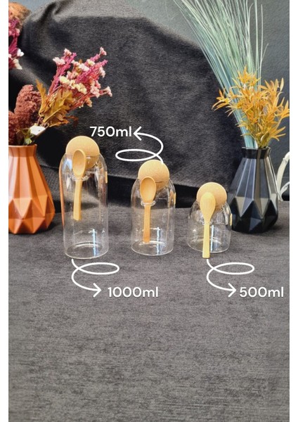 Desenli 3'lü Cam Kavanoz Seti, Baharatlık ve Saklama Için Şık ve Sağlam Tasarım fiyatları