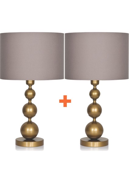 2 Adet Kahverengi Elegance Gold Abajur, Şık ve Modern Dekoratif Aydınlatma Seti