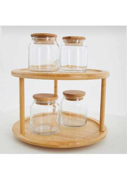 Bambu Çok Katlı Dönen Sunumluk ve Baharatlık Seti, Kurabiye Standı, Beyaz fiyatları