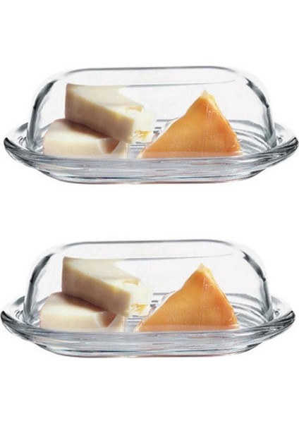 2'li Cam Kapaklı Tereyağlık ve Peynir Saklama Kabı, Şık ve Kullanışlı Set fiyatları