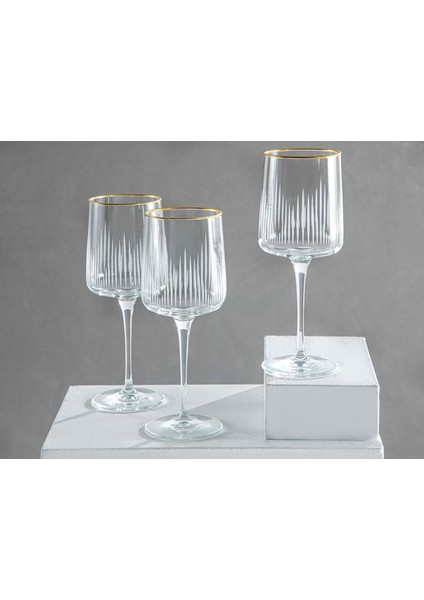 3'lü Cam Kadeh Seti, 320ML, Gold Detaylı, Kırmızı Şarap Için Şık Tasarım fiyatları