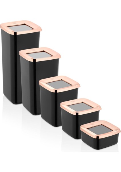 Siyah Kare Vakkumlu Bakır Kapaklı Saklama Kabı 5'li Set fırsatları