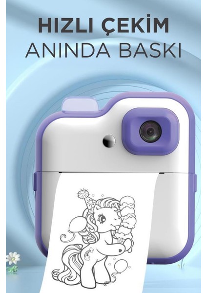 TRM-CMR15 Mor Dijital Video Kayıt Fotoğraf Çocuk Kamerası Anlık Termal Resim Kağıt Baskılı Yazıcı fiyatları