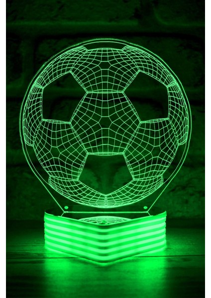 Yeşil 3D Futbol Topu Lamba, Dekoratif ve Şık Aydınlatma Ürünü