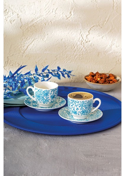 Mavi 2 Kişilik Seramik Kahve Fincanı Takımı 90 Ml, Şık ve Kullanışlı Tasarım