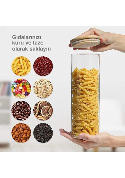 Turuncu Maxi Boy 1750 ml Borosilikat Cam Saklama Kabı, Vakumlu Bambu Kapak modelleri
