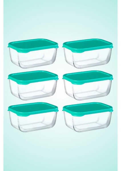 Yeşil Kapaklı 6'lı Saklama Kabı Takımı, 420CC, Pratik ve Sağlam Tasarım