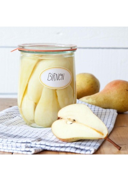 Lale Desenli 1062 ml Cam Saklama Kavanozu, 2'li Set, Beyaz Renk modelleri