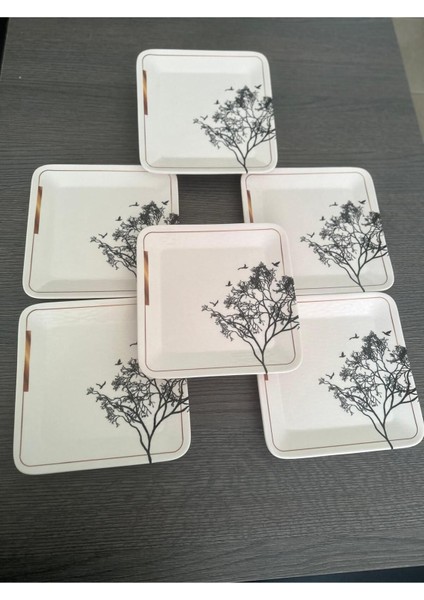 Bej Dilek Ağacı Desenli 6 Kişilik Seramik Pasta Seti, Şık ve Zarif Sunumlar Için fiyatları