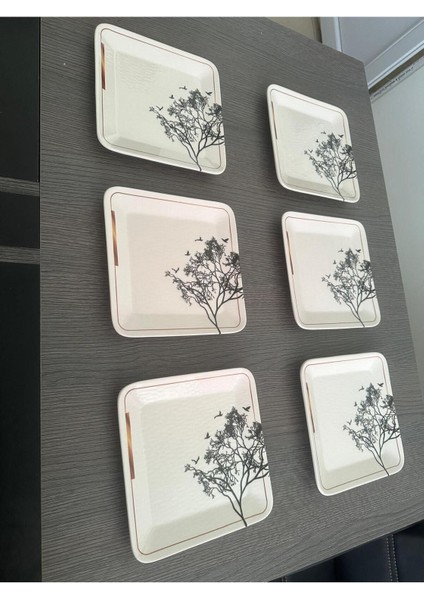 Bej Dilek Ağacı Desenli 6 Kişilik Seramik Pasta Seti, Şık ve Zarif Sunumlar Için modelleri