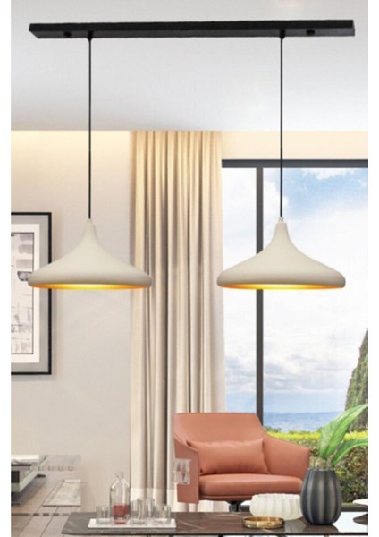 Beyaz Sarkıt Lamba Çiftli Set, Modern ve Şık Aydınlatma, Oturma ve Yemek Alanları Için