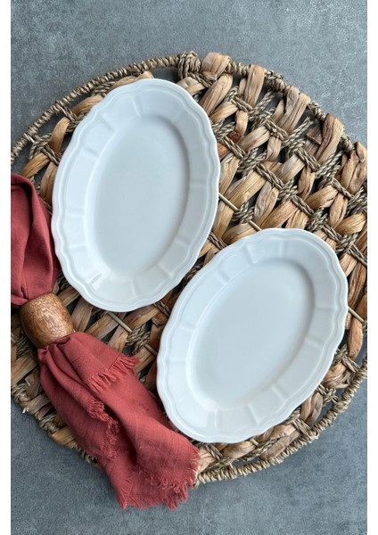 Bej Porselen 2'li 20 cm Küçük Boy Kahvaltılık Sunum Kayık Tabak Seti fiyatları