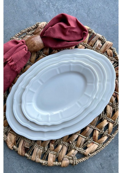 Bej Porselen 2'li 20 cm Küçük Boy Kahvaltılık Sunum Kayık Tabak Seti fırsatları