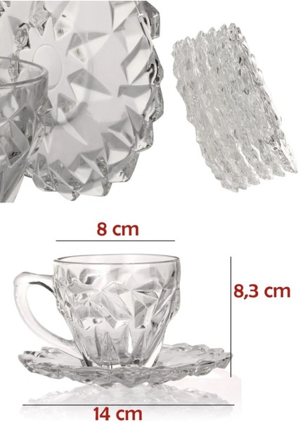 12 Parça Kristal Cam Fincan Takımı, Şık Kahverengi Tasarım fırsatları