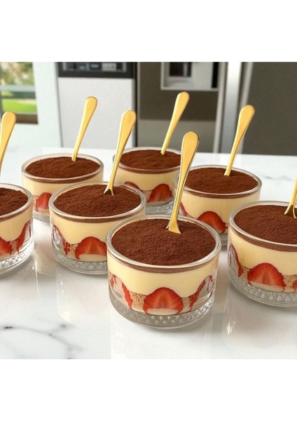 6'lı Cam Çizgili Tatlı ve Çerez Kasesi, 9cm, Beyaz, Şık ve Kullanışlı Tasarım